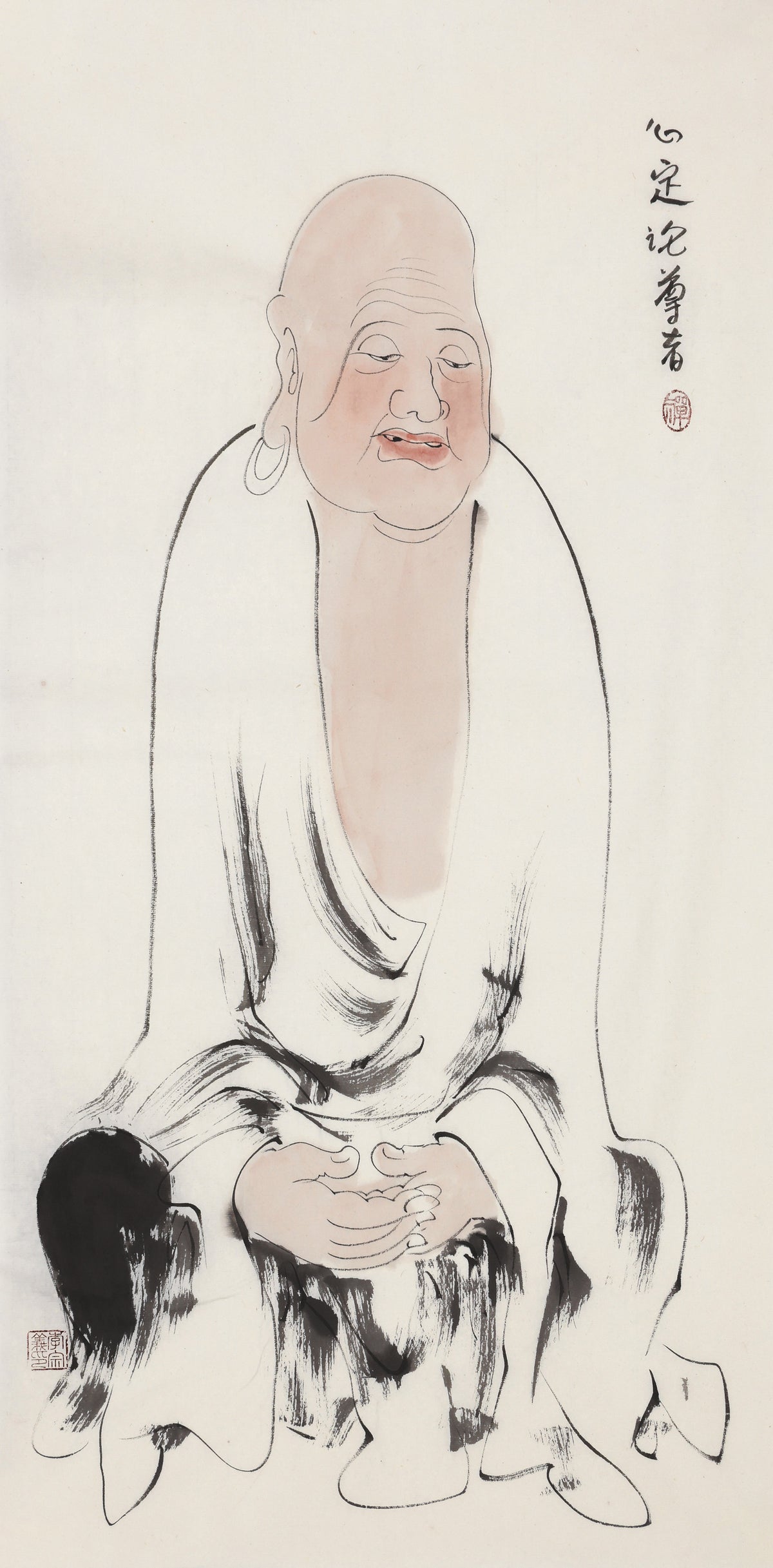 오백나한 제356존 심정론 존자, 이종의 수묵 선 인물화