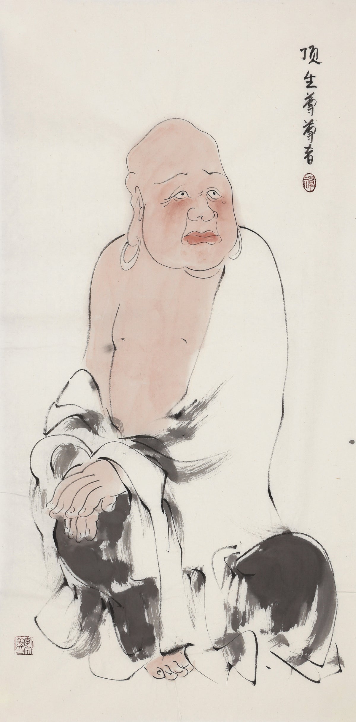 오백나한 제358존 정생존 존자(무르다자·정생왕), 이종의 수묵 선 인물화