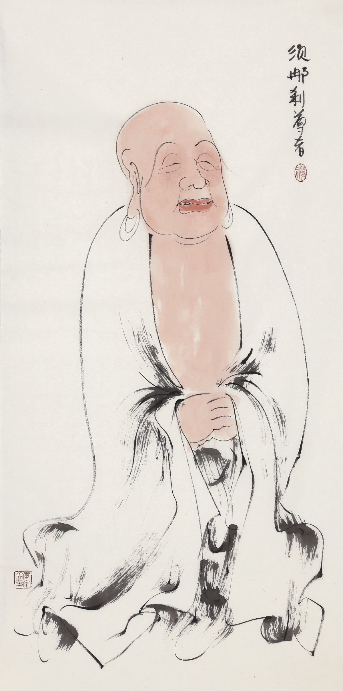 五百羅漢 第361尊 須那刹尊者（漢訳音写名） 李宗義手描き水墨の禅人物画
