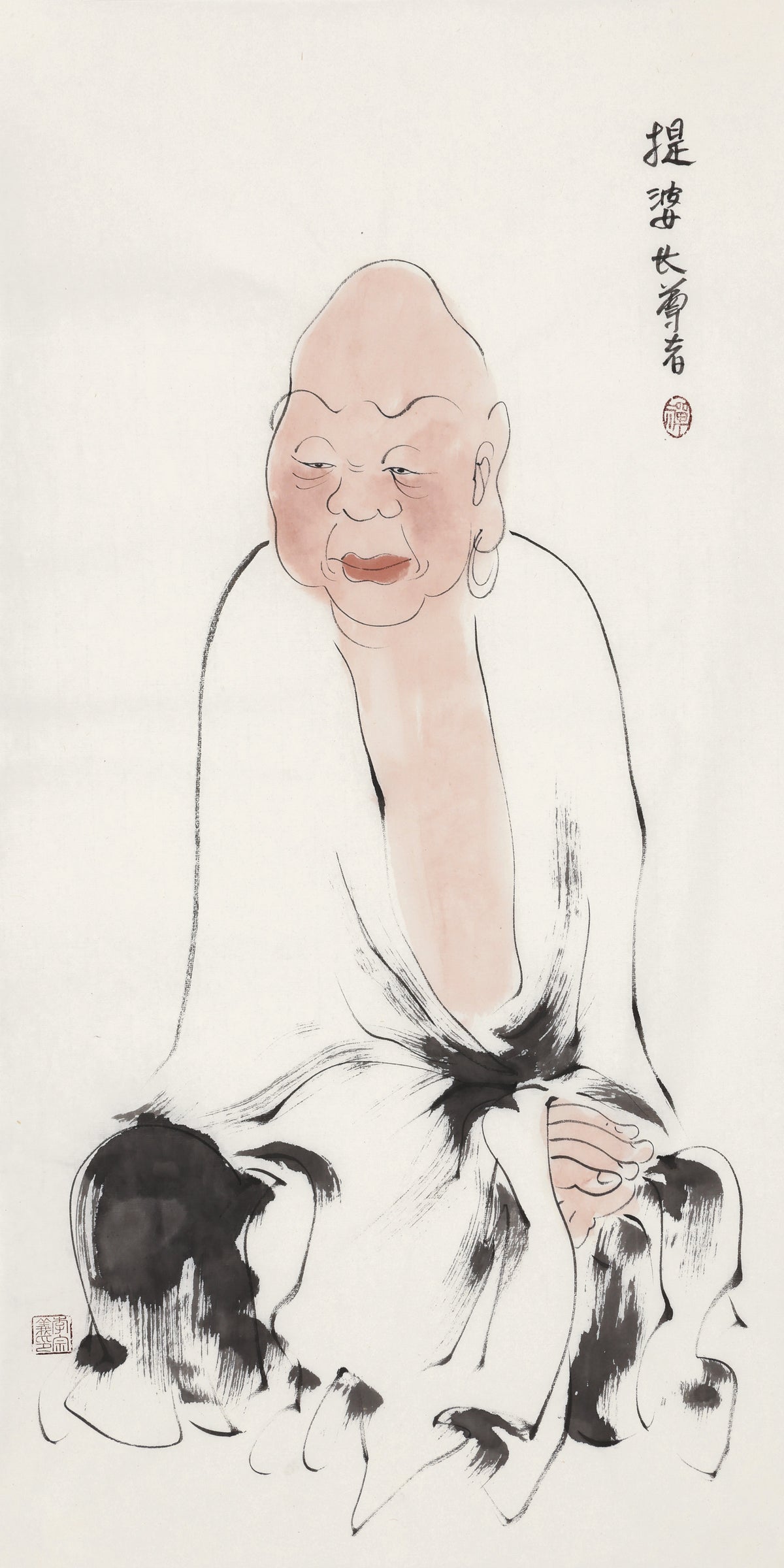 오백나한 제364존 제파장 존자(데바·하늘의 장로), 이종의 수묵 선 인물화