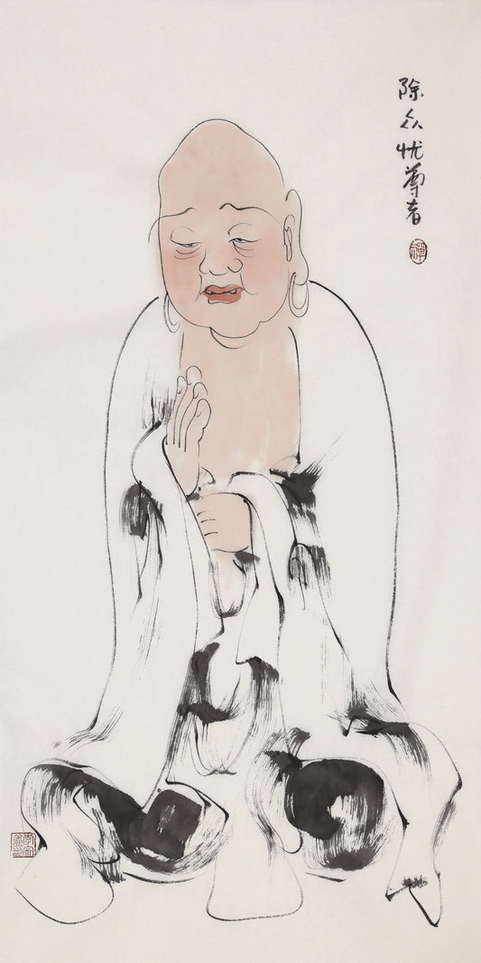 오백나한 제375존 제중우 존자, 이종의 수묵 선 인물화