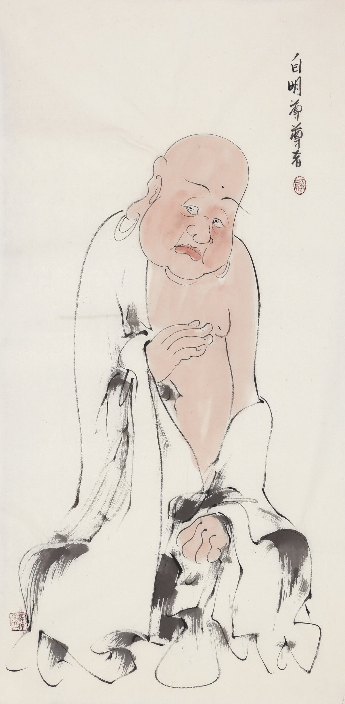 오백나한 제382존 자명존 존자, 이종의 수묵 선 인물화