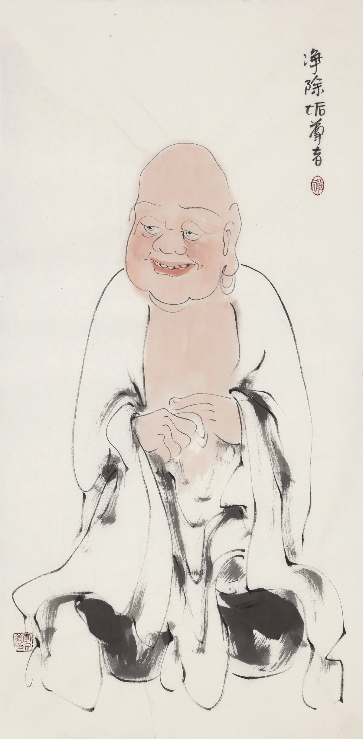 五百羅漢 第384尊 浄除垢尊者 李宗義手描き水墨の禅人物画