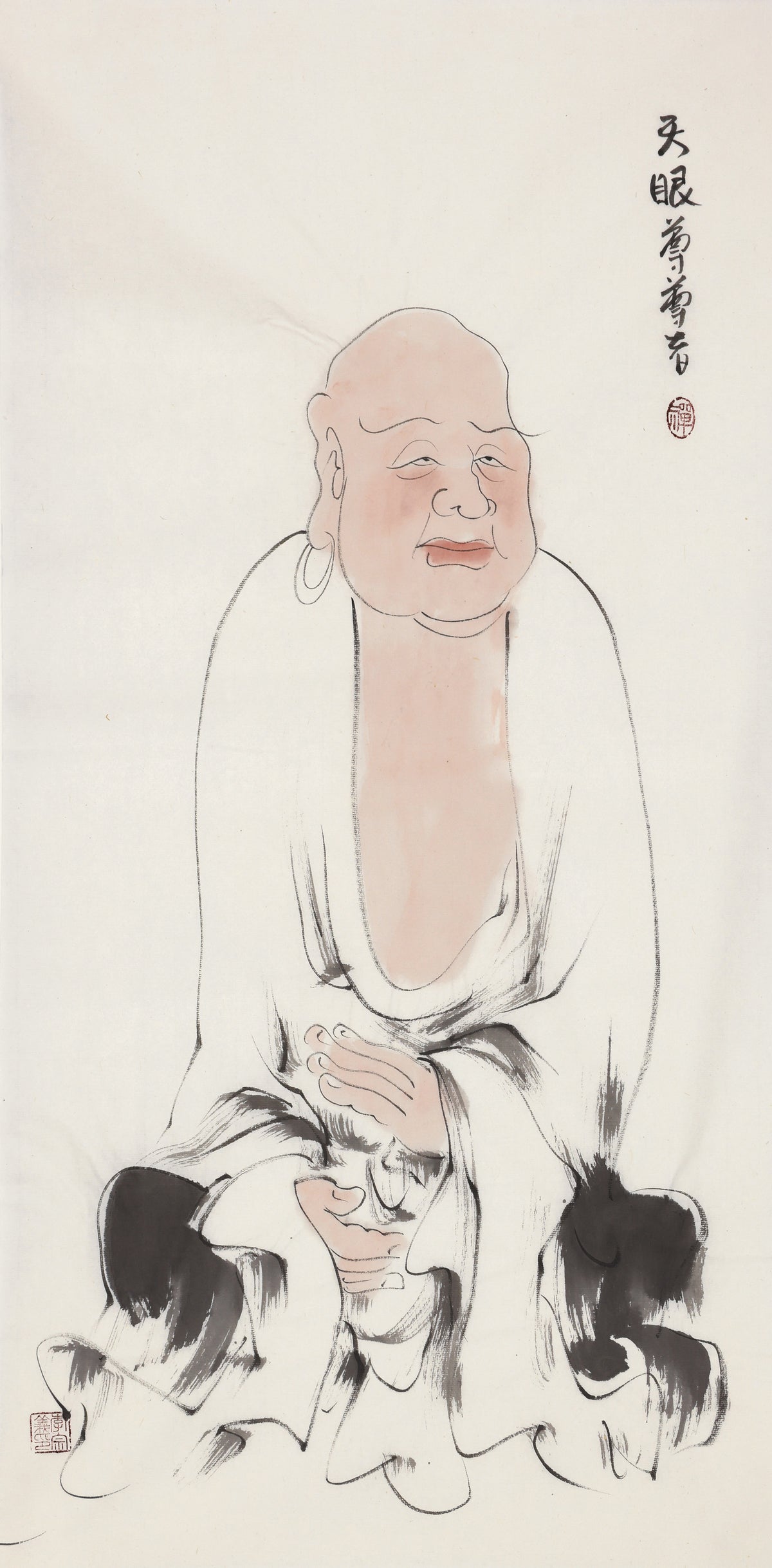 五百羅漢 第391尊 天眼尊尊者 李宗義手描き水墨の禅人物画