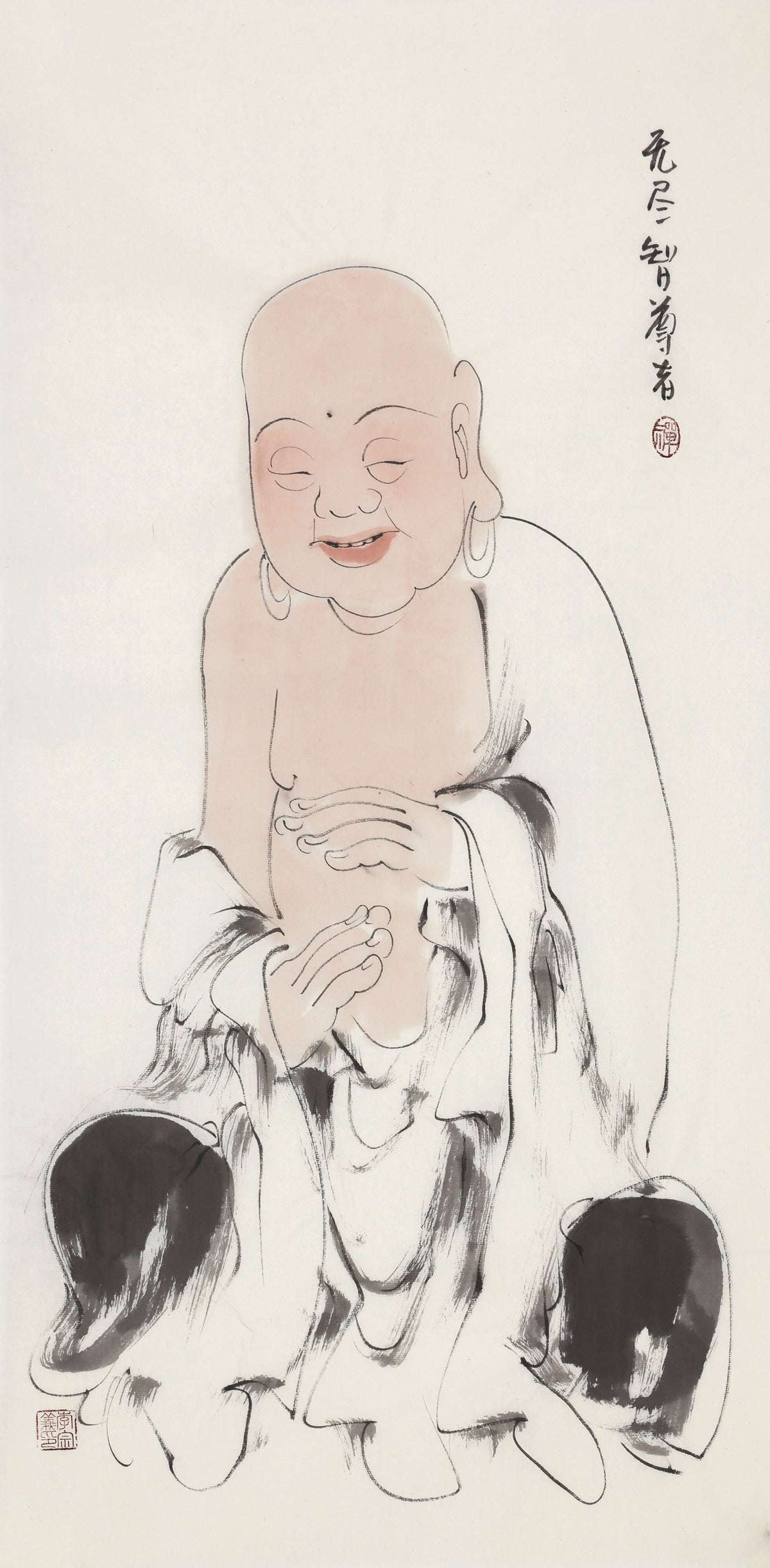 五百羅漢 第392尊 無尽智尊者 李宗義手描き水墨の禅人物画
