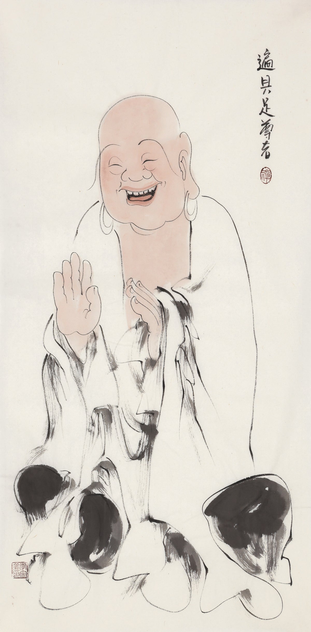 오백나한 제393존 편구족 존자, 이종의 수묵 선 인물화