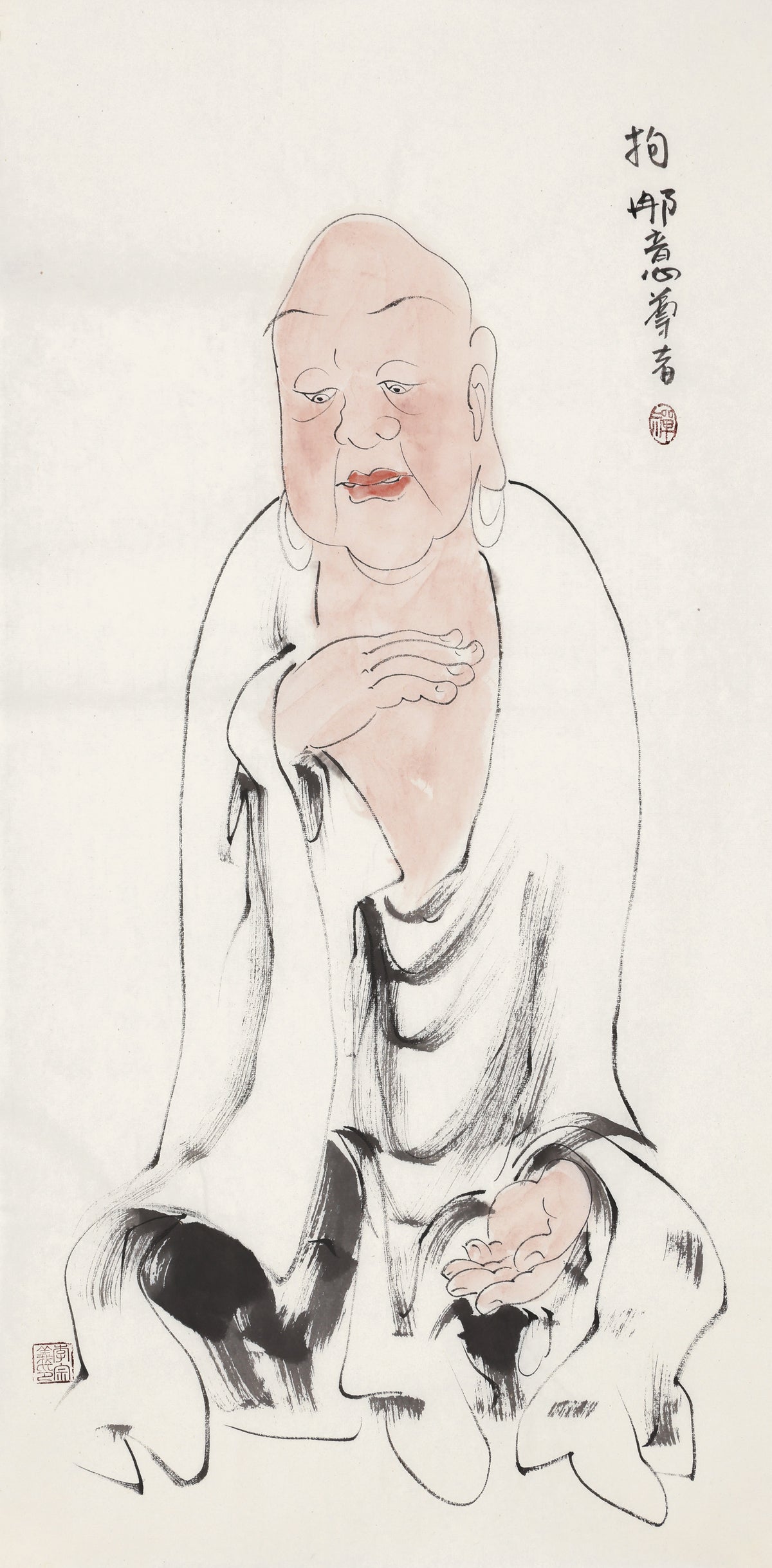 오백나한 제405존 구나의 존자(한역음사명), 이종의 수묵 선 인물화
