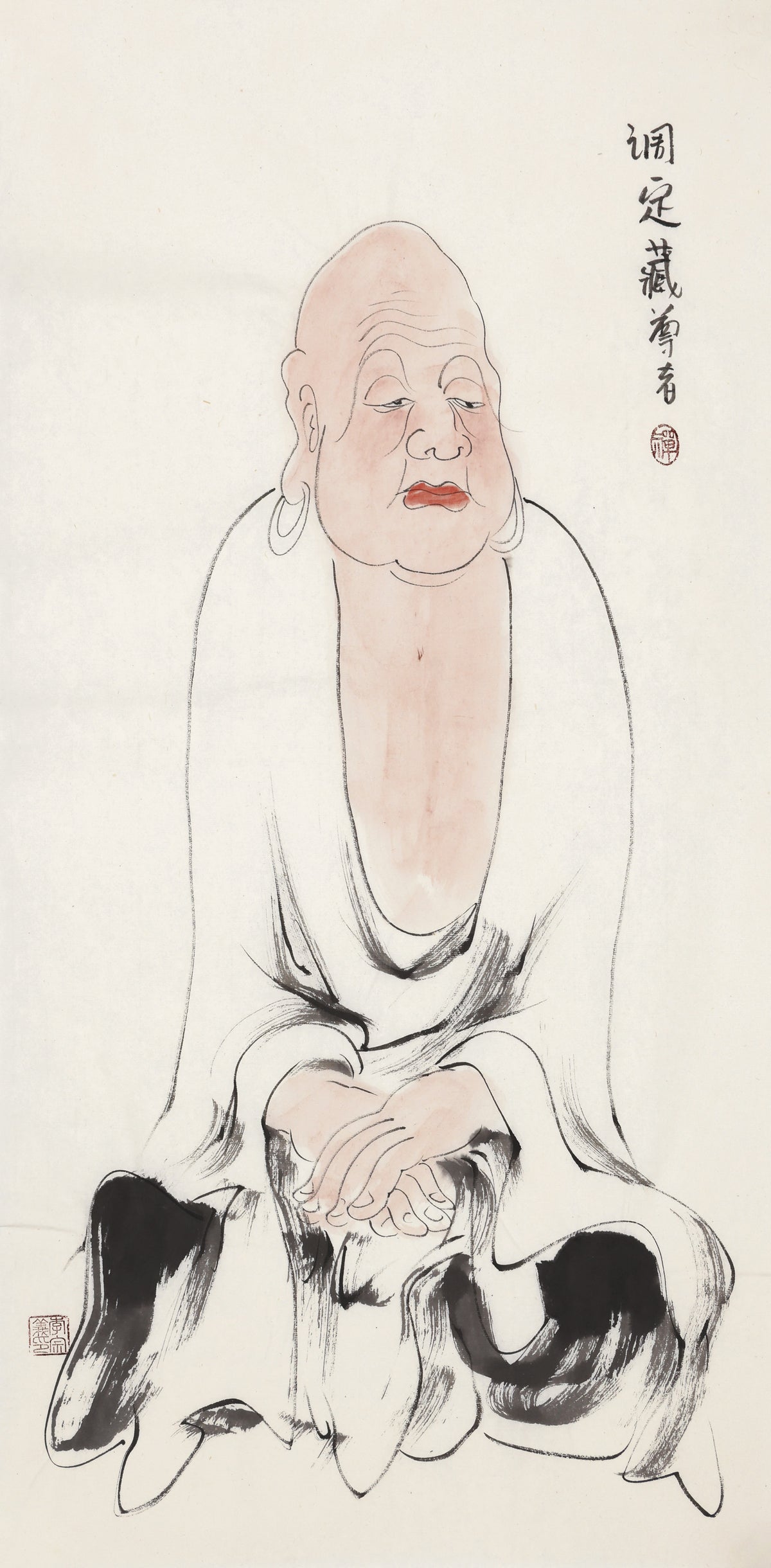 오백나한 제408존 조정장 존자, 이종의 수묵 선 인물화