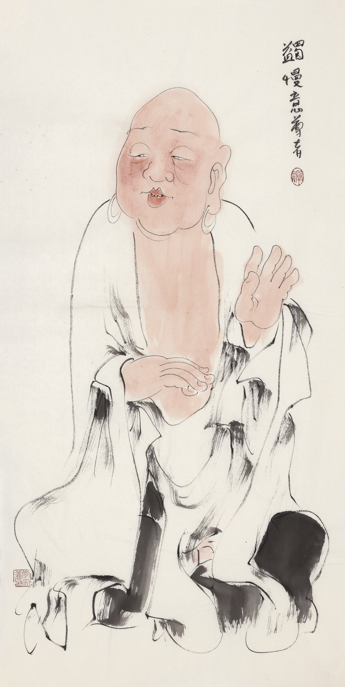 五百羅漢 第416尊 蠲慢意尊者 李宗義手描き水墨の禅人物画
