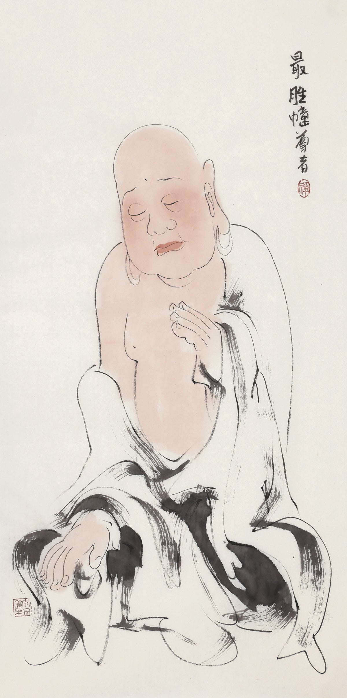 오백나한 제423존 최승장 존자, 이종의 수묵 선 인물화