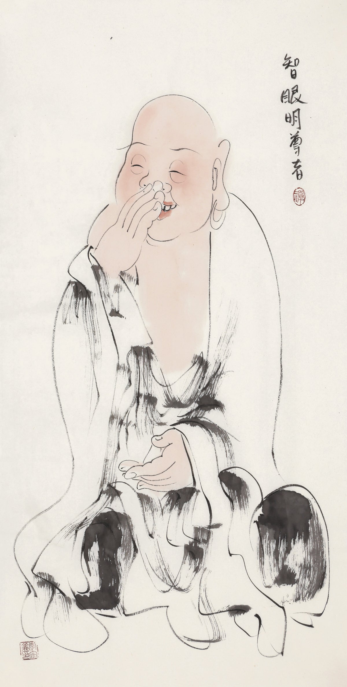 五百羅漢 第431尊 智眼明尊者 李宗義手描き水墨の禅人物画