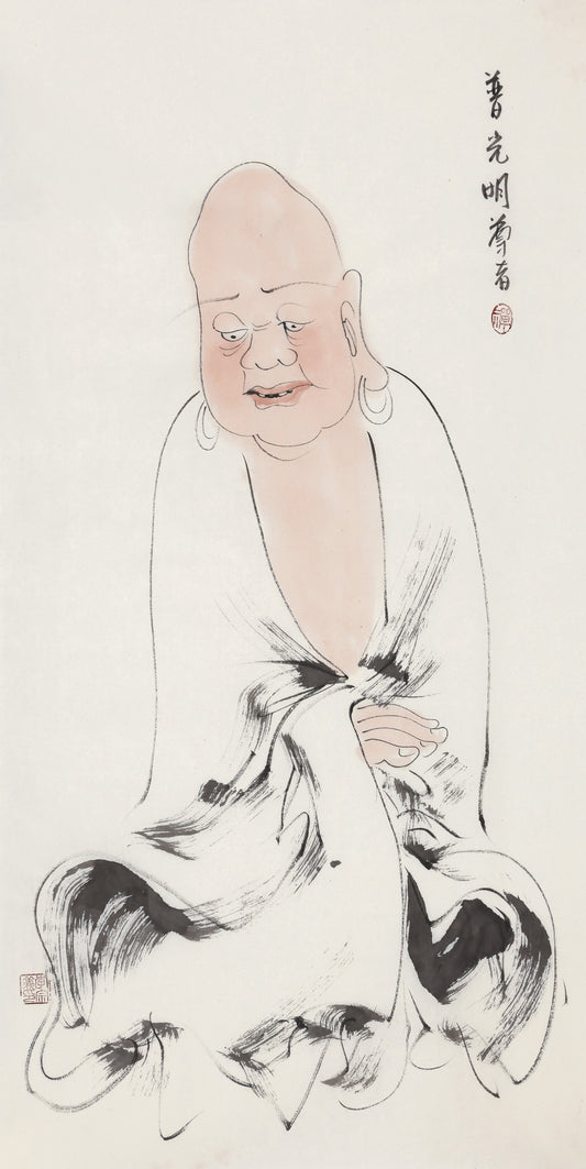 Five Hundred Arhats No.435 The Venerable Universal Light, Li Zongyi hand-painted Chinese ink Zen figure