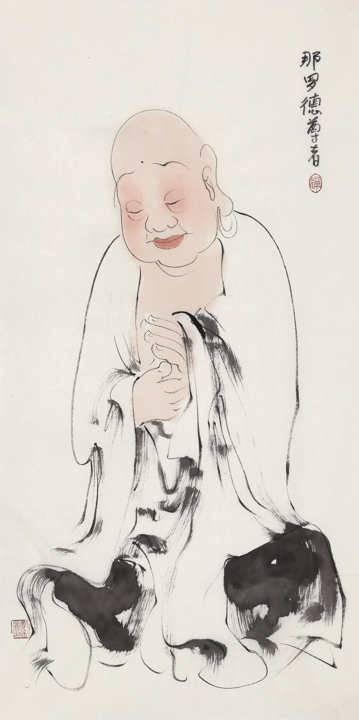 오백나한 제437존 나라덕 존자(한역음사명), 이종의 수묵 선 인물화