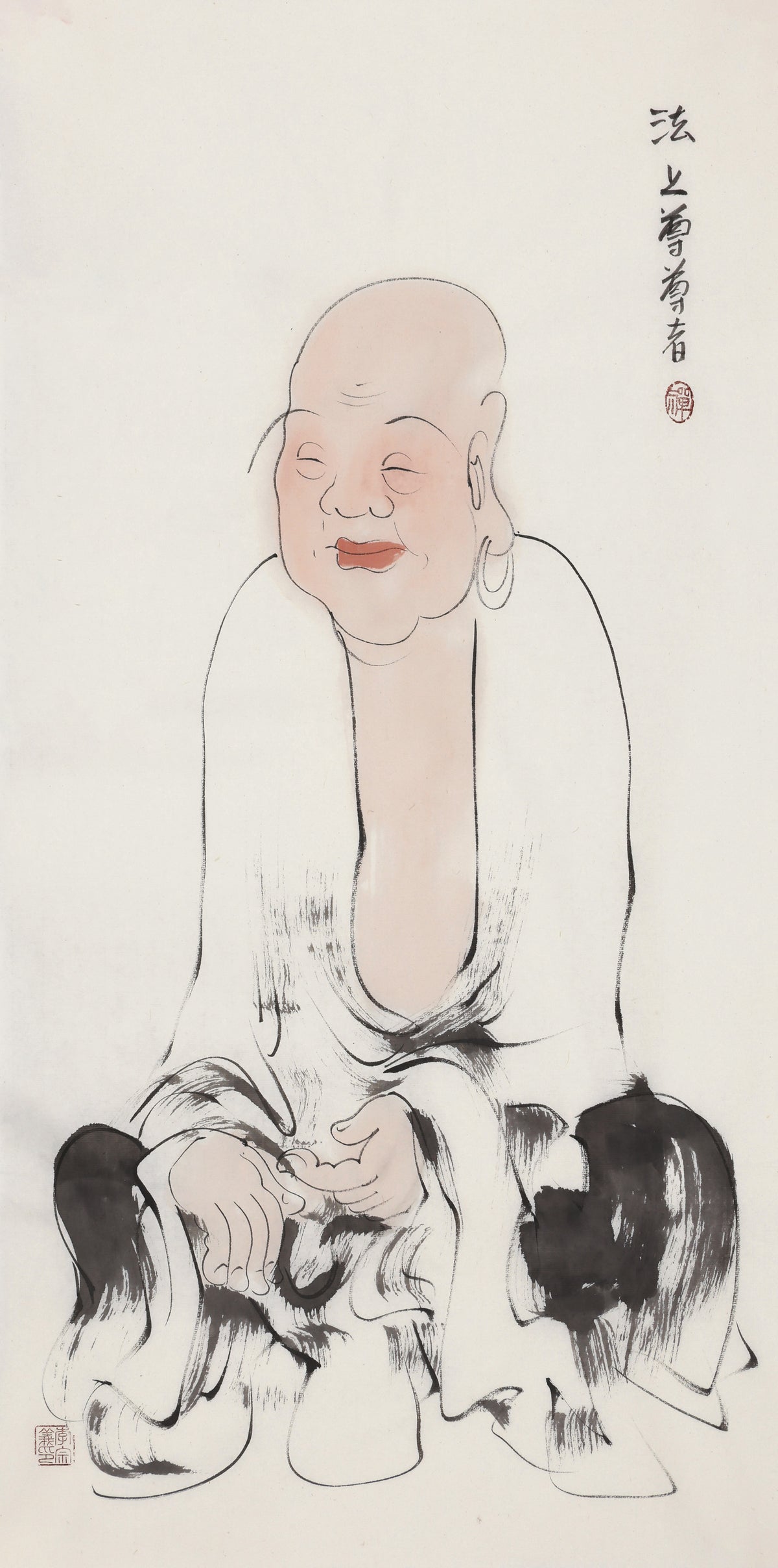 오백나한 제439존 법상존 존자, 이종의 수묵 선 인물화