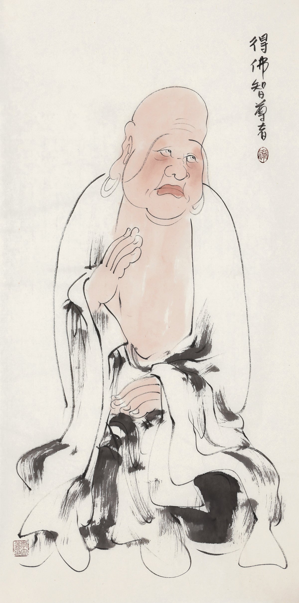 오백나한 제477존 득불지 존자, 이종의 수묵 선 인물화