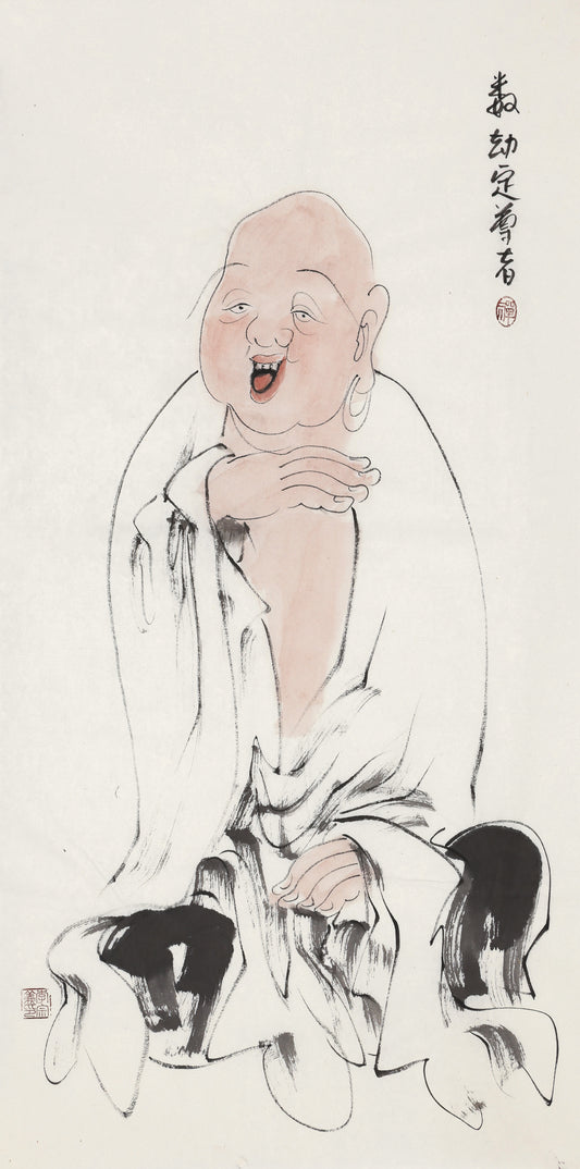 五百羅漢 第492尊 数劫定尊者 李宗義手描き水墨の禅人物画