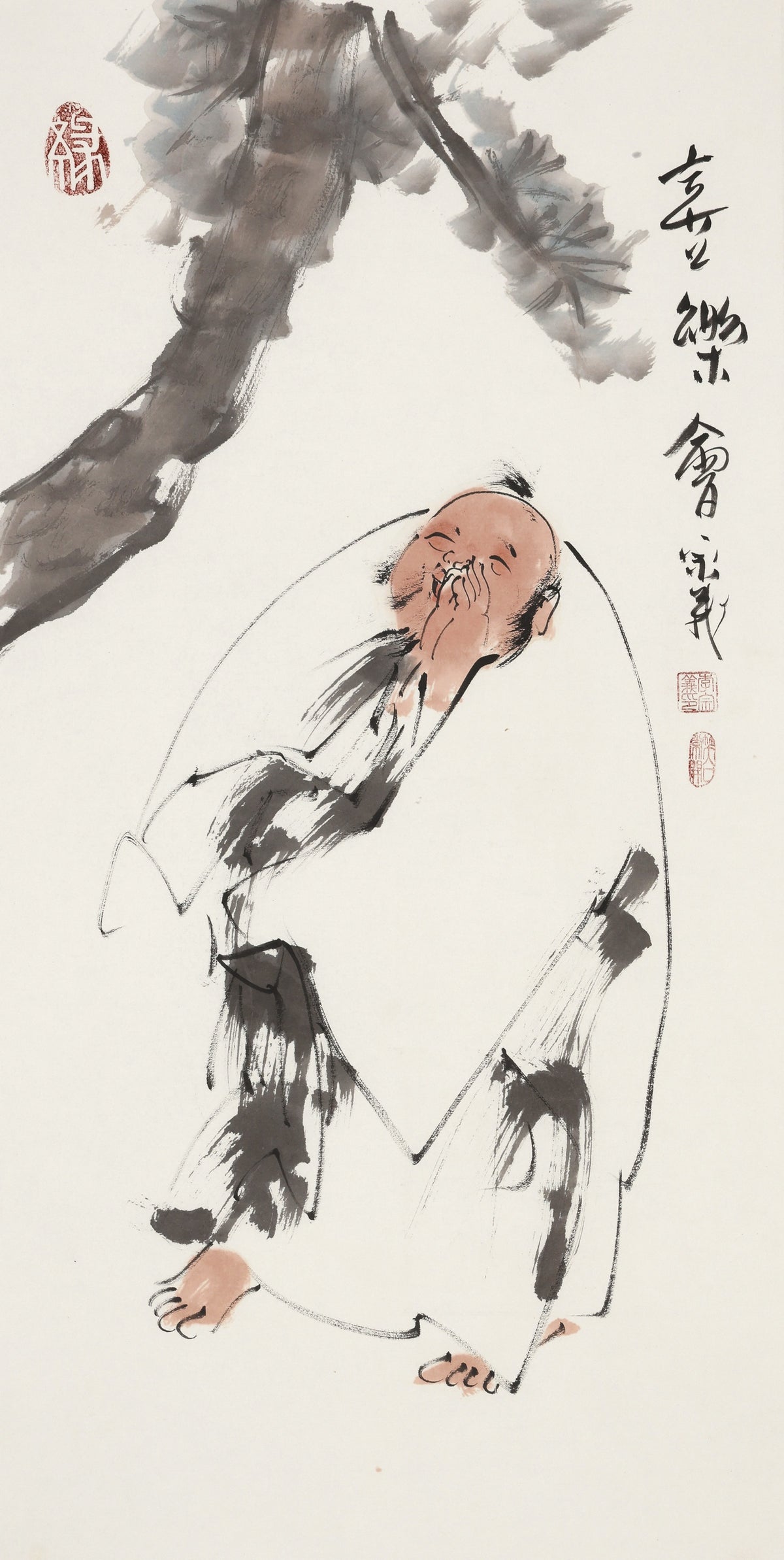 喜楽の会 - 李宗義手描き水墨 笑い弥勒人物画