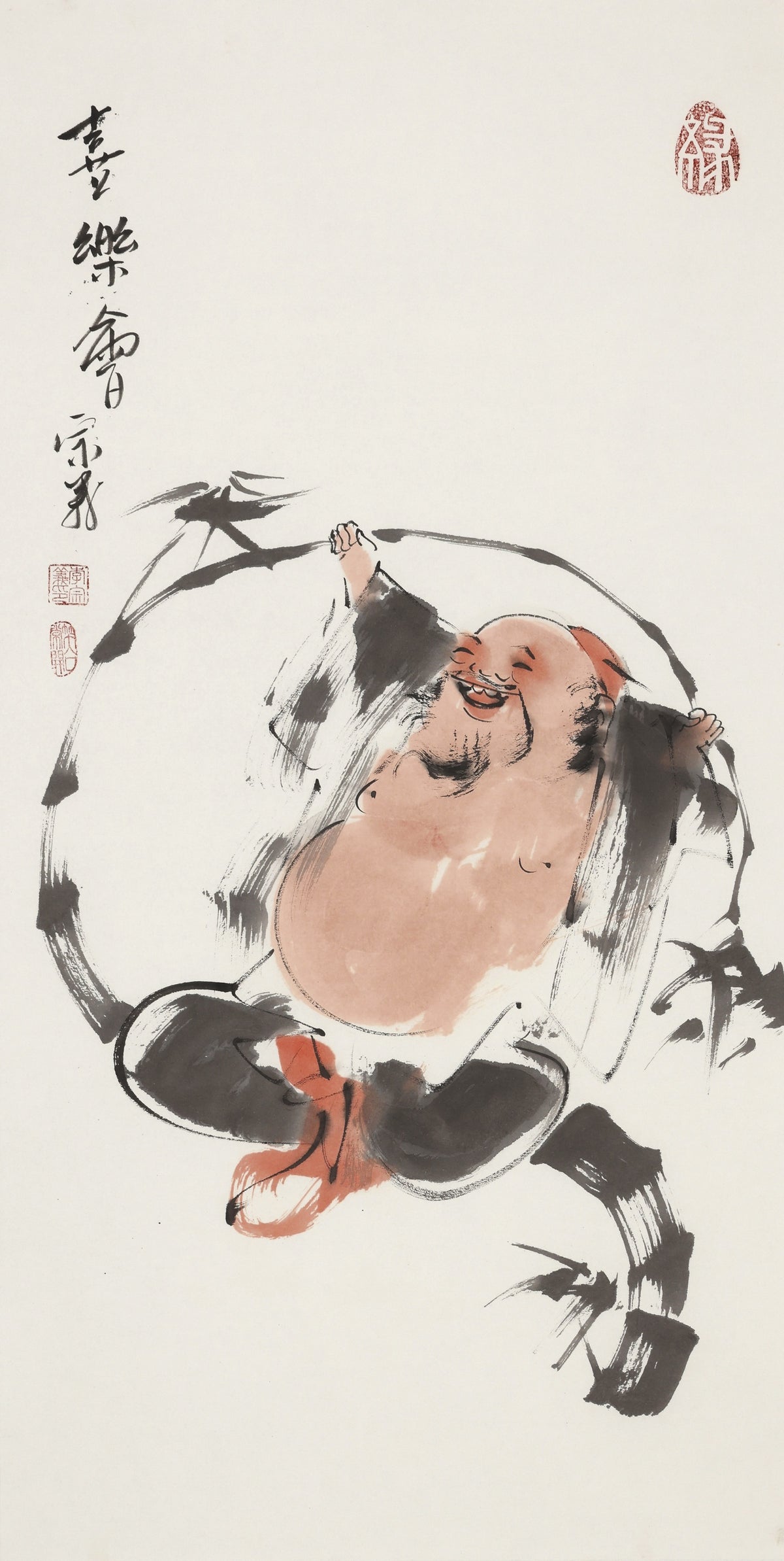 喜乐会 - 李宗义手绘水墨笑佛人物画