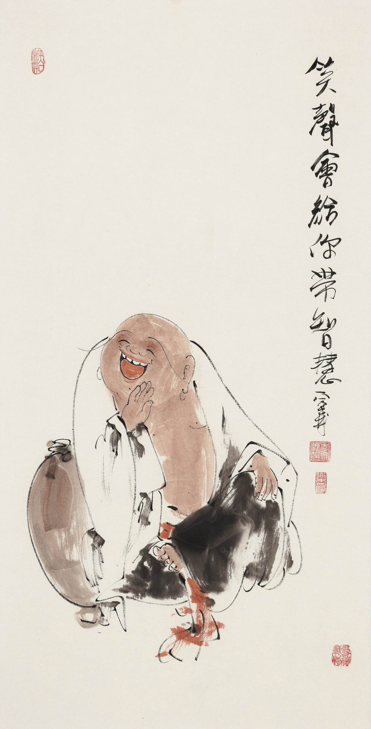 笑声会给你带来智慧 - 李宗义手绘水墨笑佛人物画