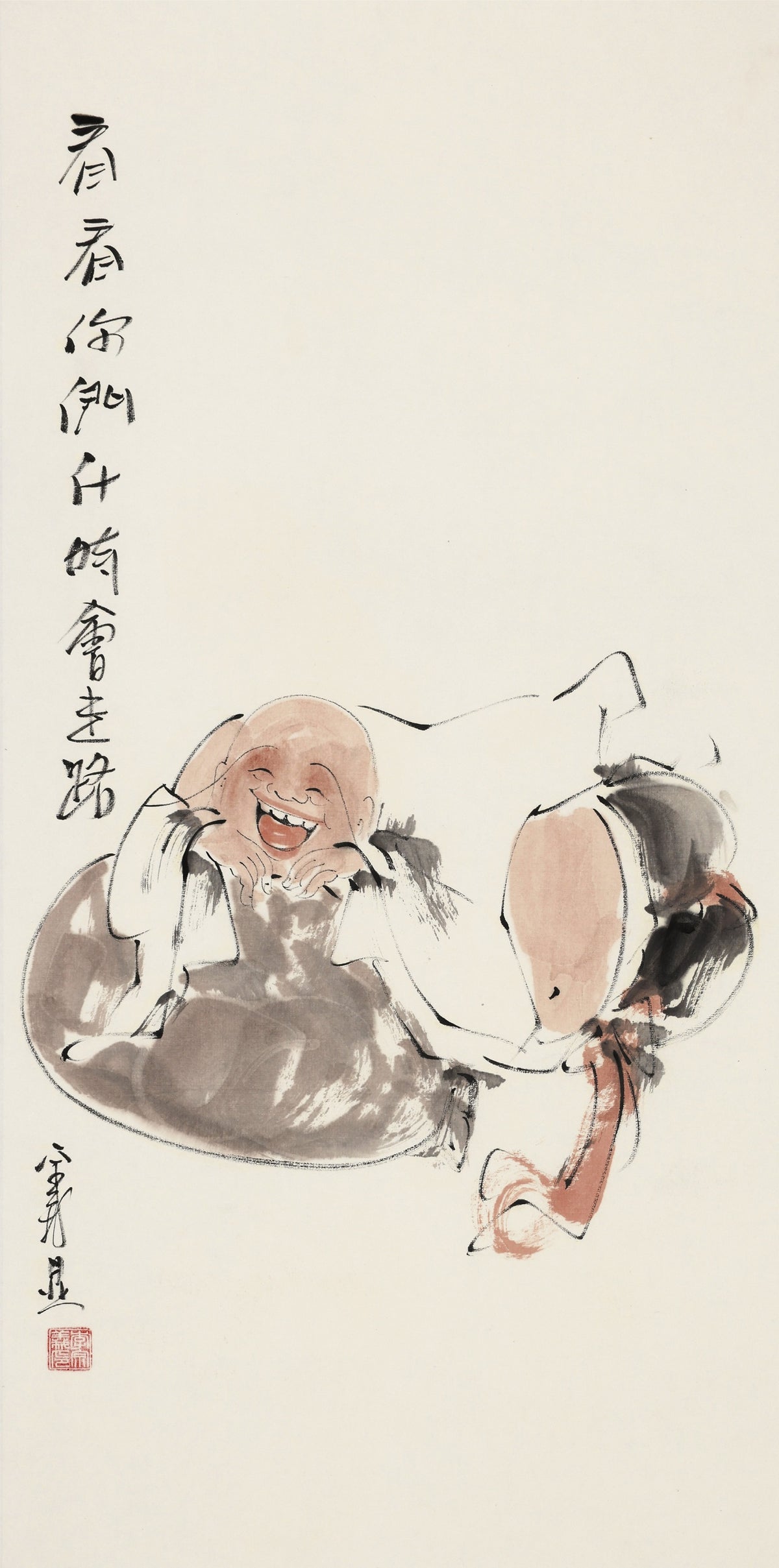 看看你们什时会走路 - 李宗义手绘水墨写意人物画