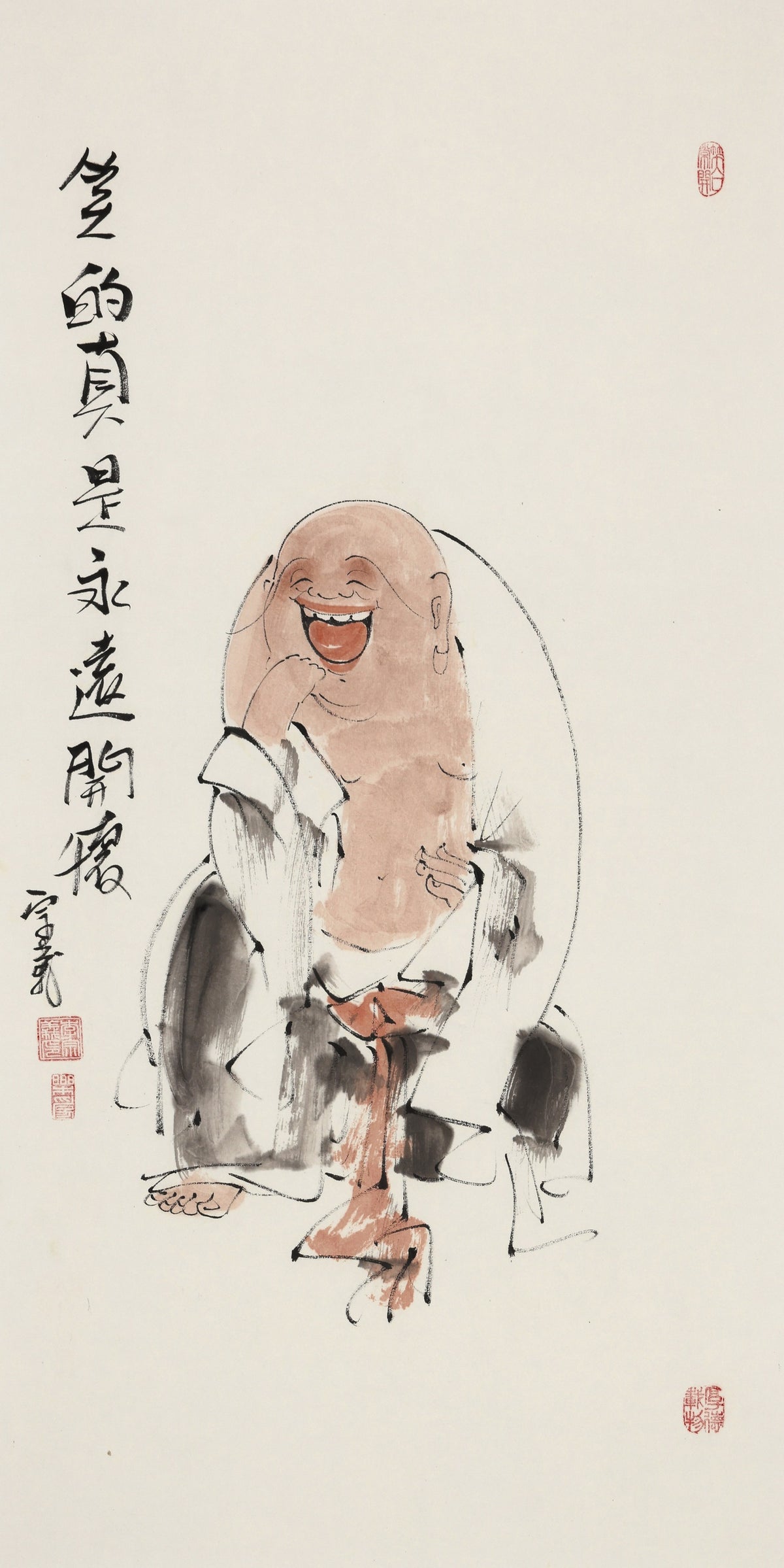 笑的真是永远开怀 - 李宗义手绘水墨笑佛人物画