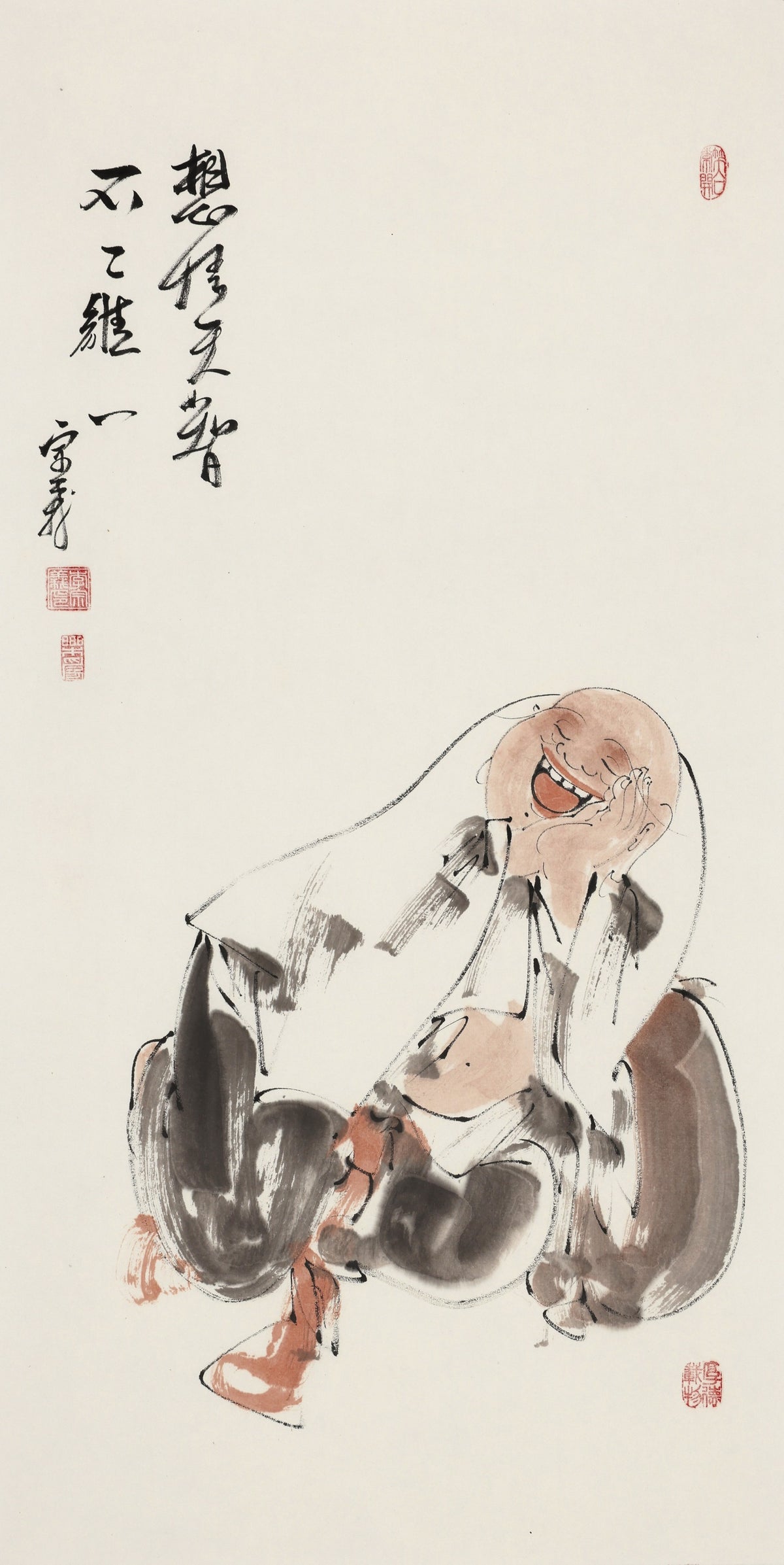 想悟大智 不二维一 - 李宗义手绘水墨禅意人物画