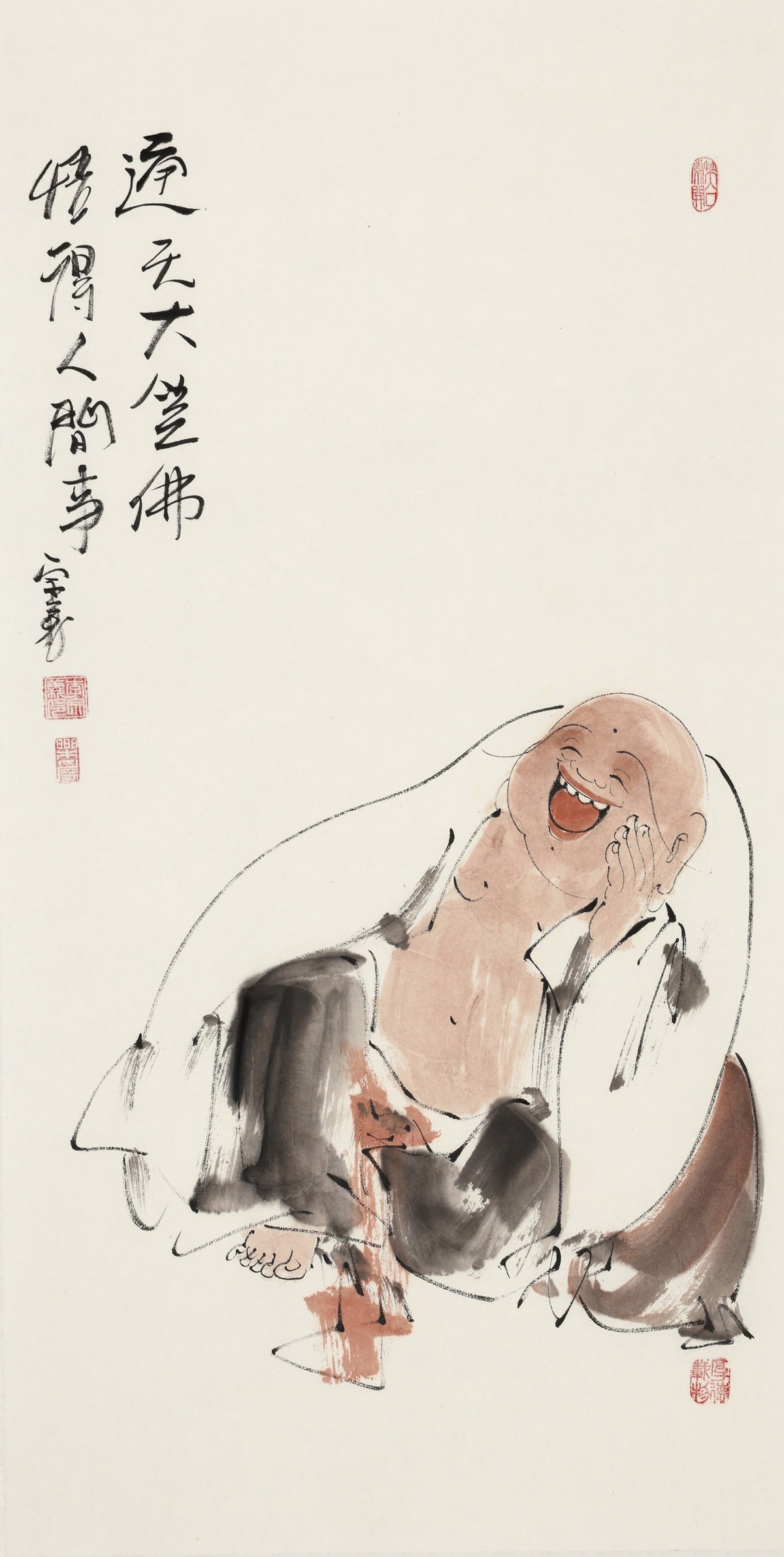 通天大笑佛 悟得人间事 - 李宗义手绘水墨笑佛人物画