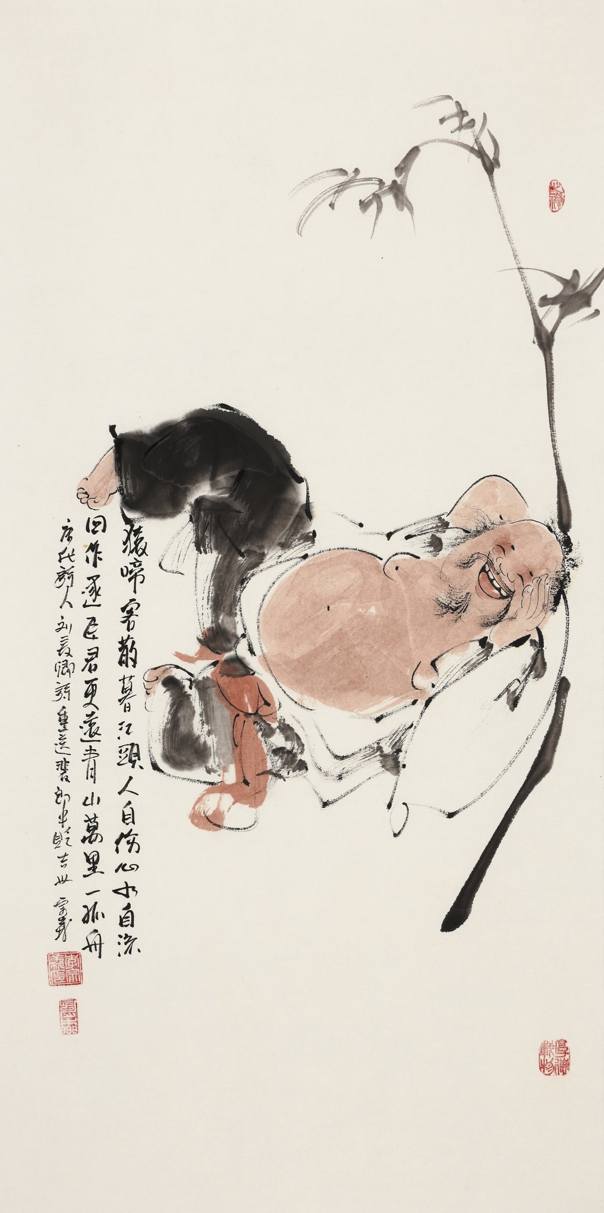 Liu Changqing (Tang) - Seeing Off Pei Langzhong, Banished to Jizhou - Li Zongyi Hand-Painted Chinese Ink Poet Figure
