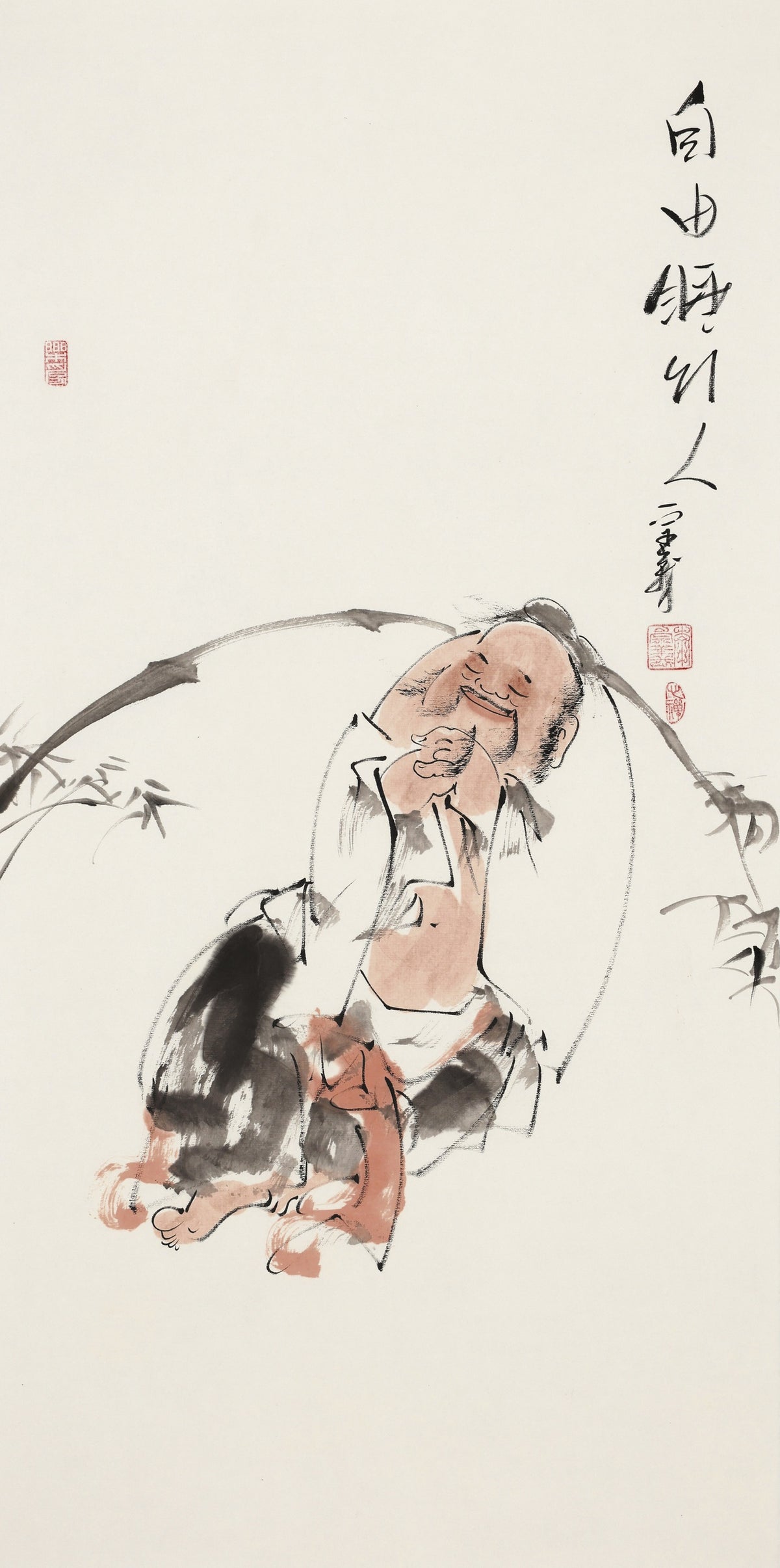 自由睡行人 - 李宗义手绘水墨禅意人物画