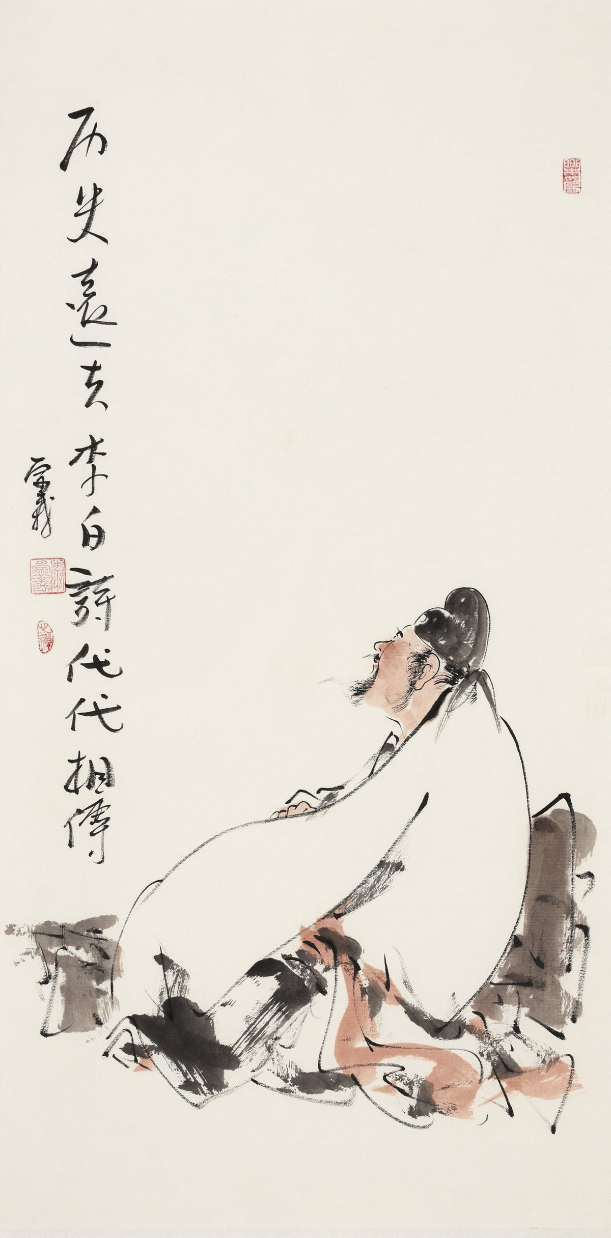 历史远去李白诗代代相传 - 李宗义手绘水墨文人人物画