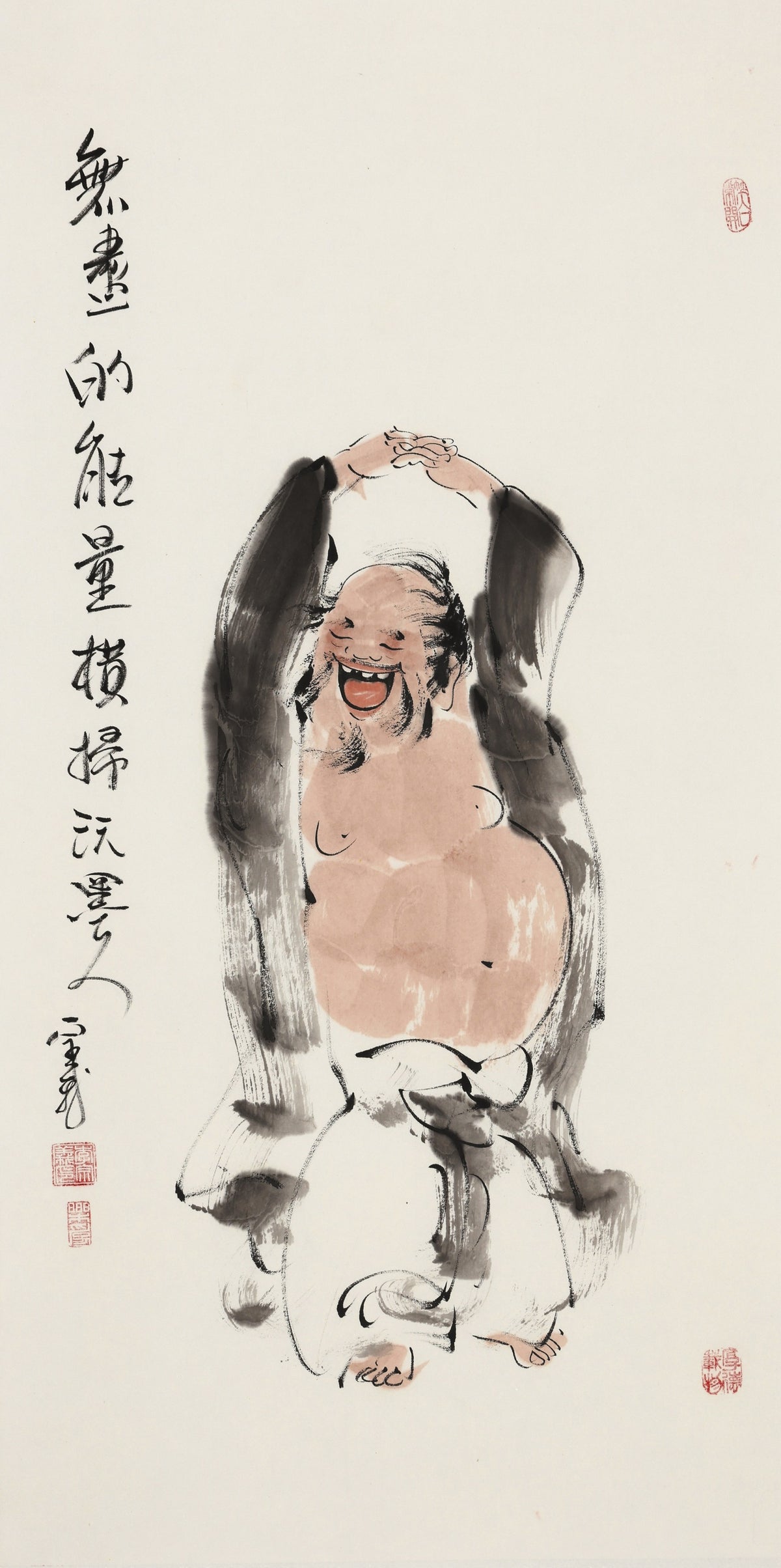 无尽的能量横扫沃墨人 - 李宗义手绘水墨文人人物画