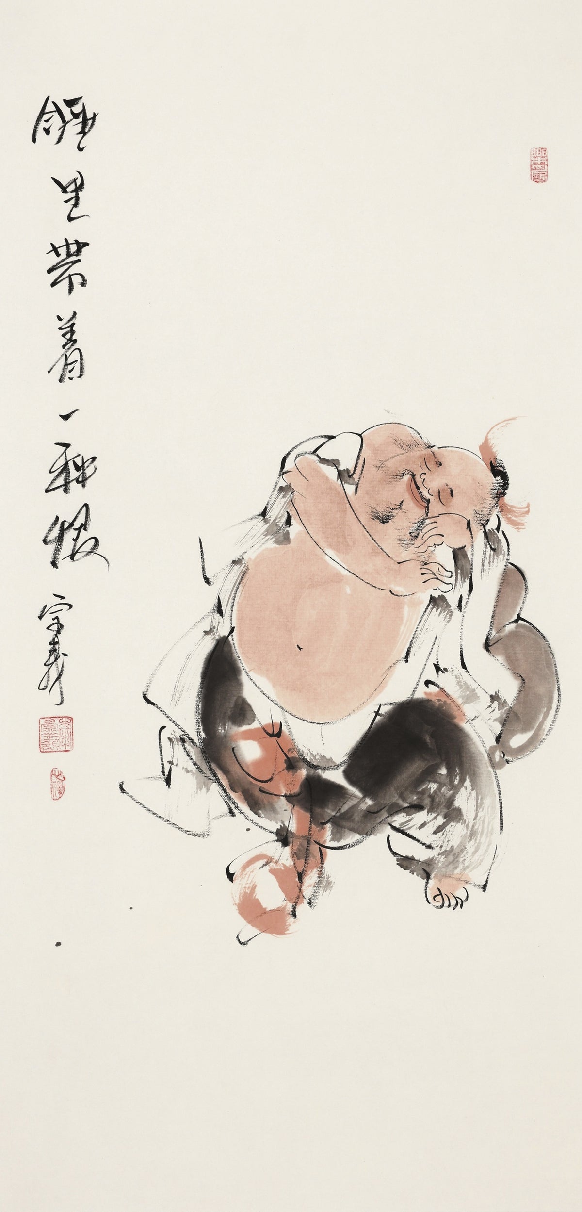 睡里带着一种牧 - 李宗义手绘水墨禅意人物画