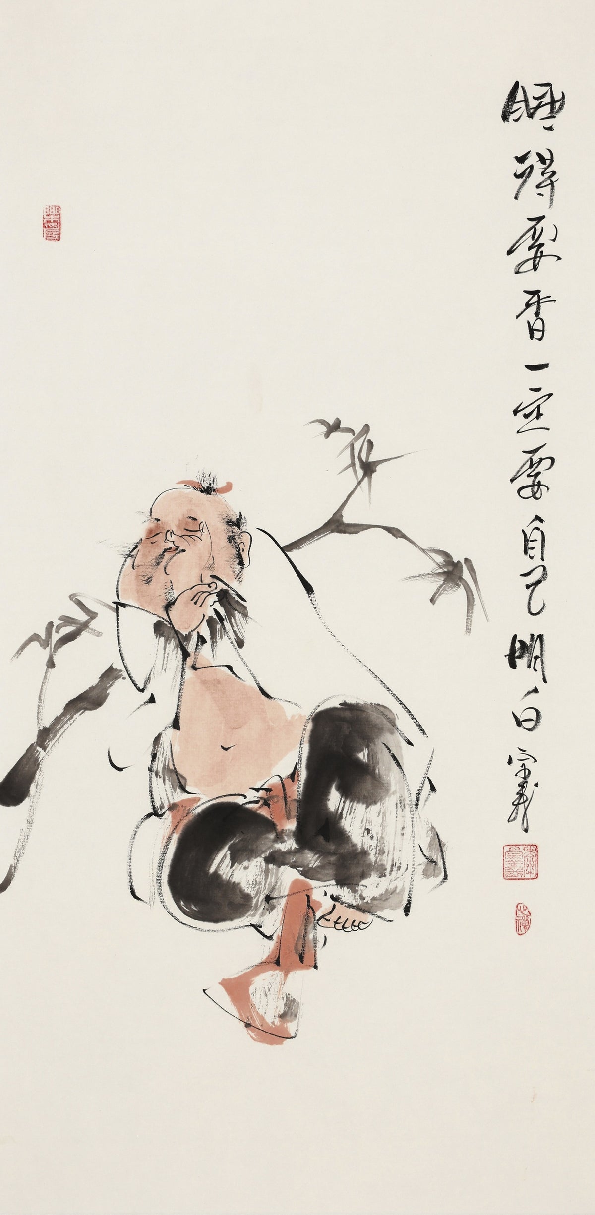 睡得要香一定要自己明白 - 李宗义手绘水墨禅意人物画