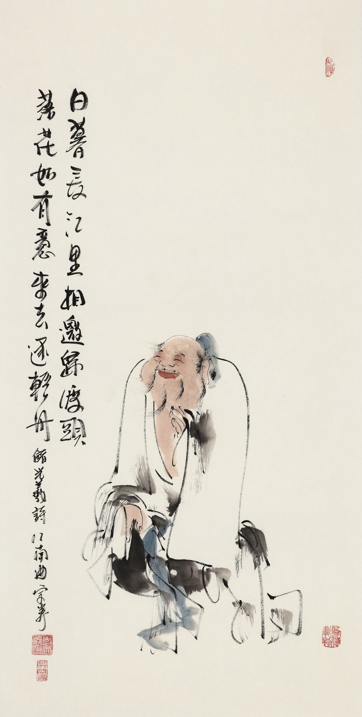 唐代储光羲《江南曲》 - 李宗义手绘水墨文人人物画