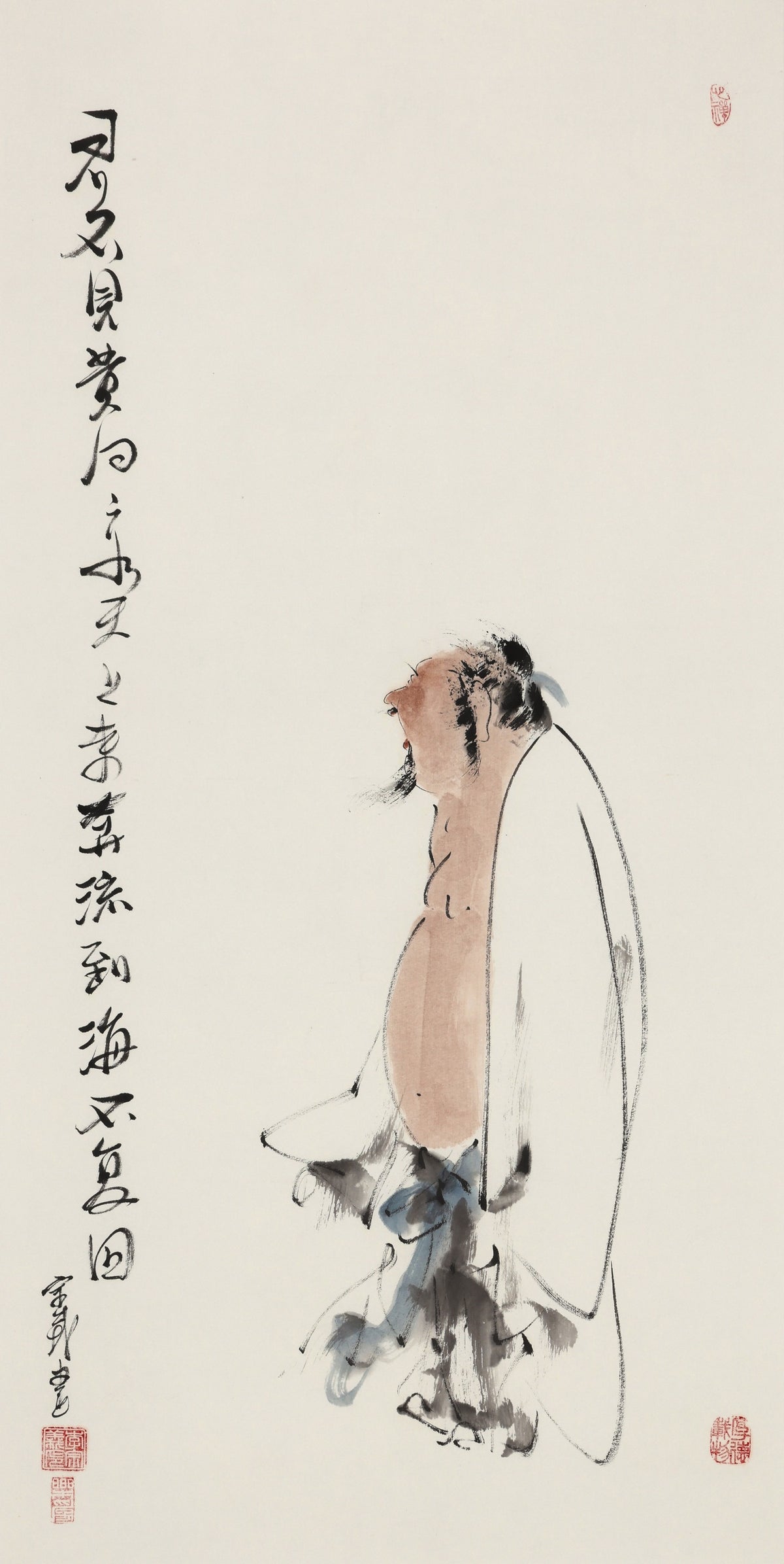 君不见黄河之水天上来奔流到海不复回 - 李宗义手绘水墨写意人物画