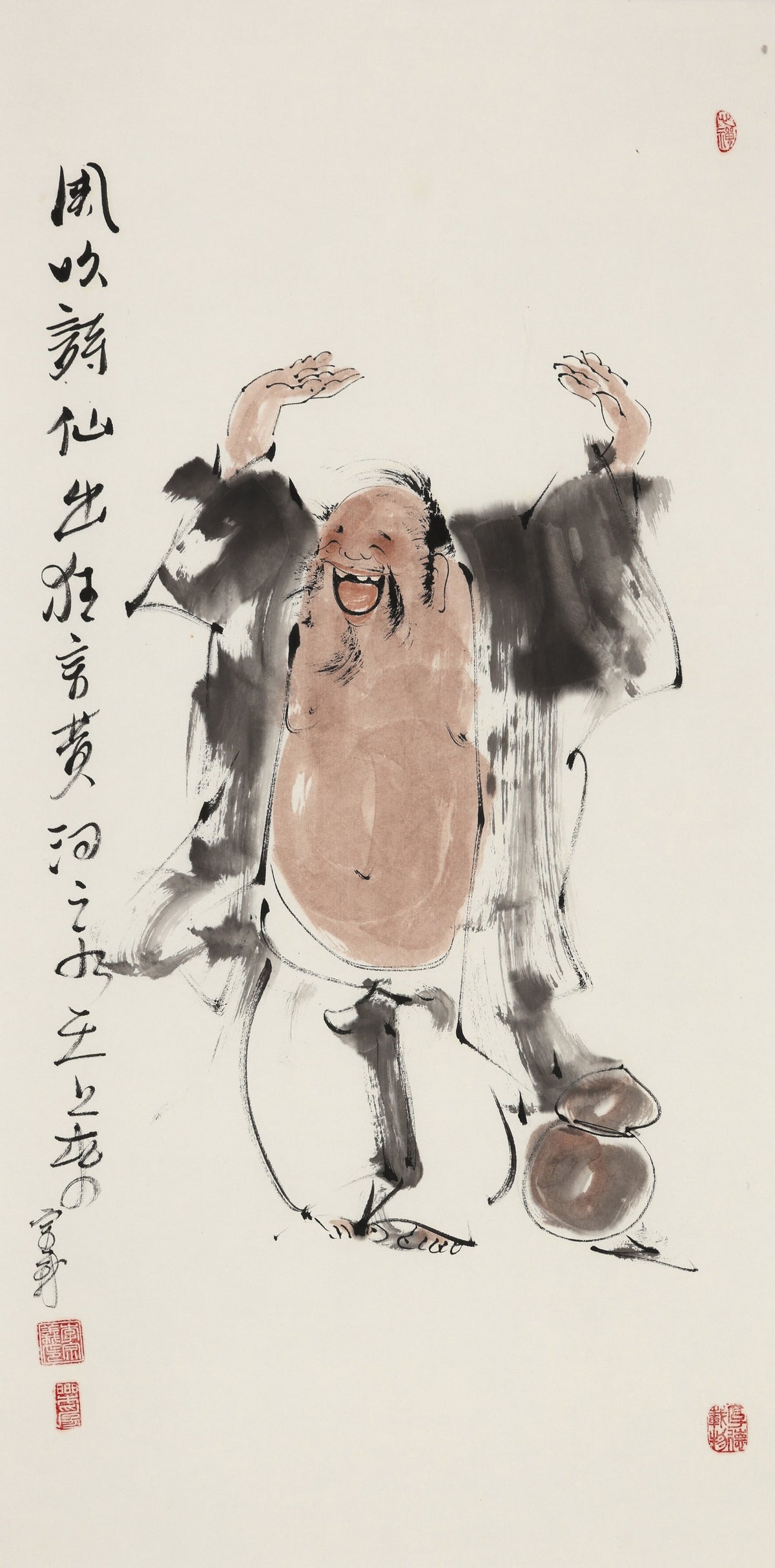 风吹诗仙出狂言黄河之水天上来 - 李宗义手绘水墨文人人物画