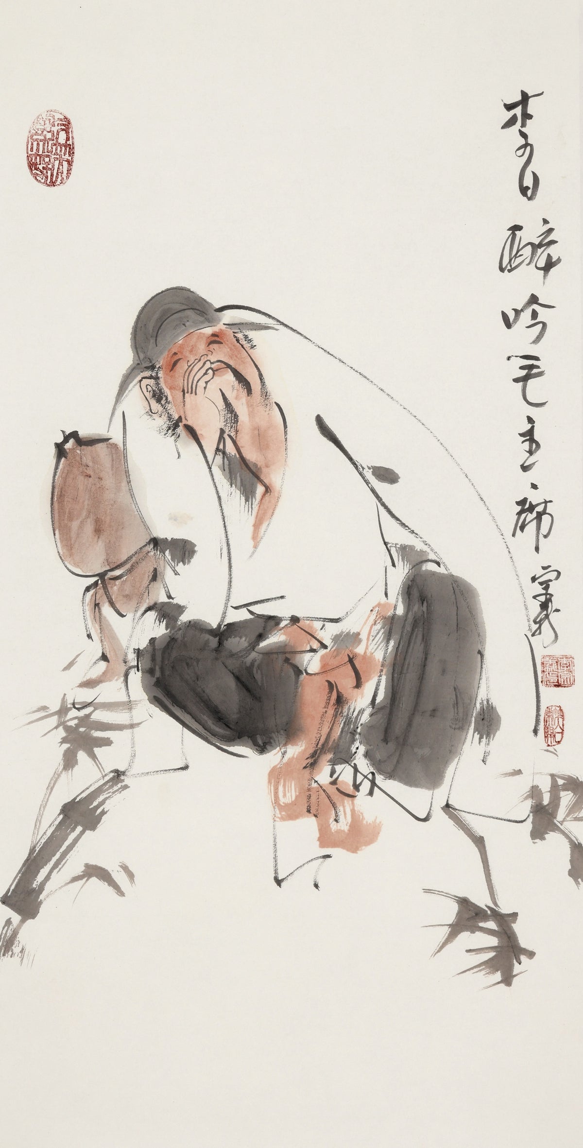 李白醉吟毛主席 - 李宗义手绘水墨文人人物画