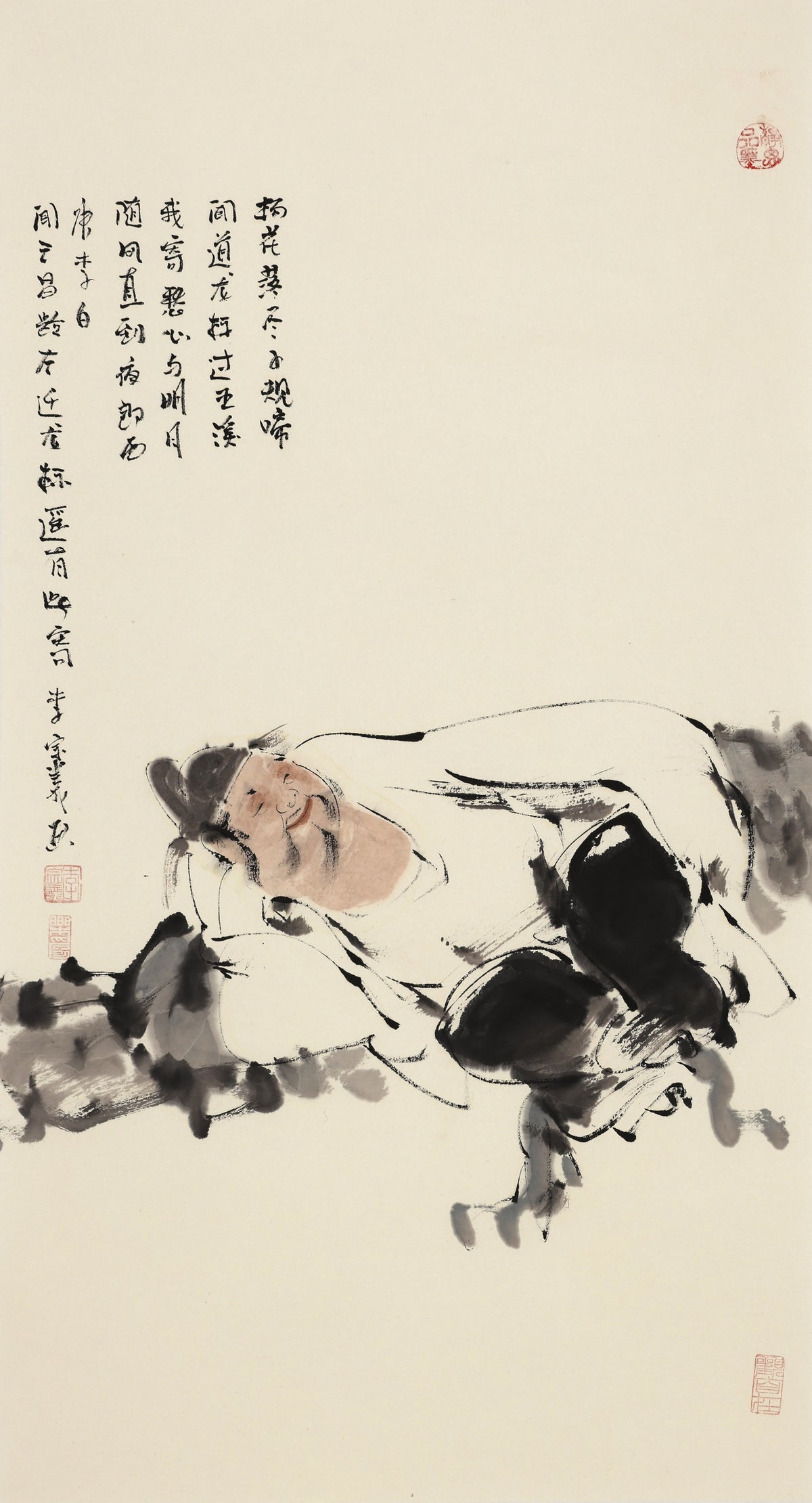 笑 | 唐代李白《闻王昌龄左迁龙标遥有此寄》|传统手绘水墨国画人物画|100*50cm