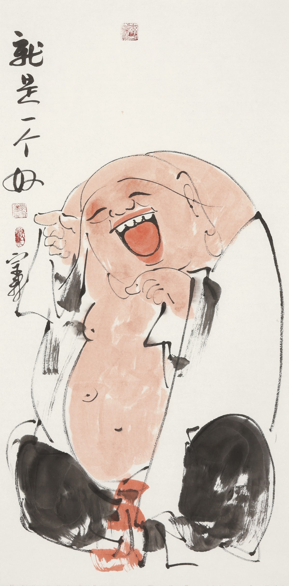 笑 | 就是一个好|传统手绘水墨国画人物画|100*50cm