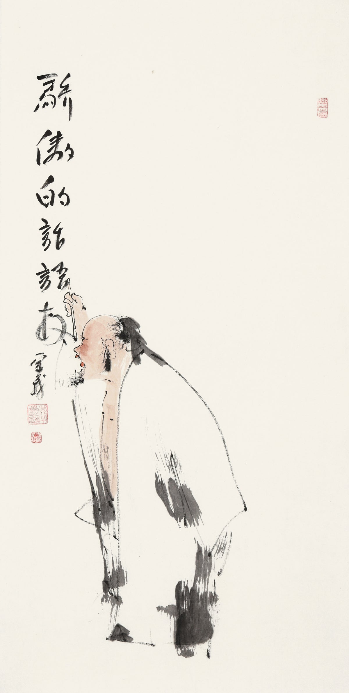 笑 | 骄傲的话语权|传统手绘水墨国画人物画|100*50cm