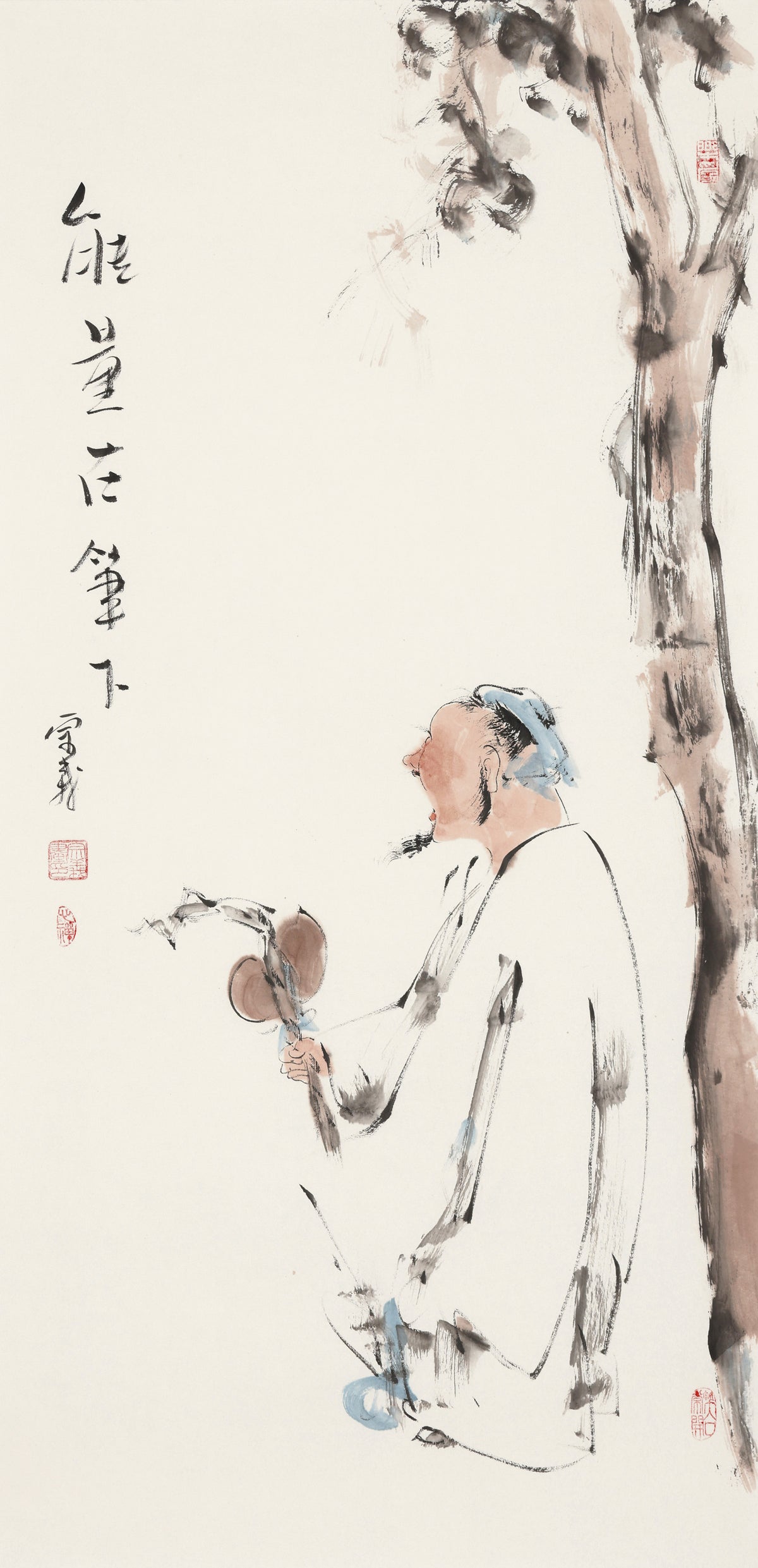 笑 | 人能星芒笔下|传统手绘水墨国画人物画|100*50cm