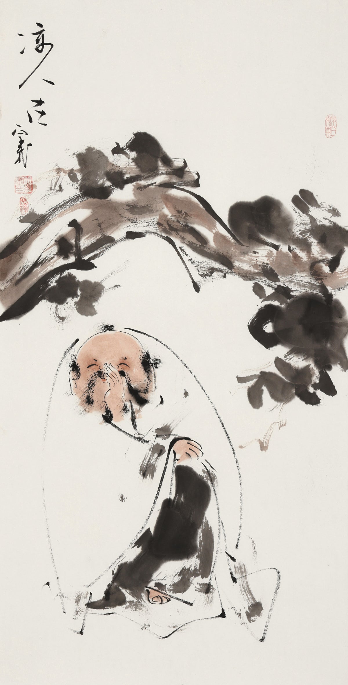 笑 | 凉人老|传统手绘水墨国画人物画|100*50cm