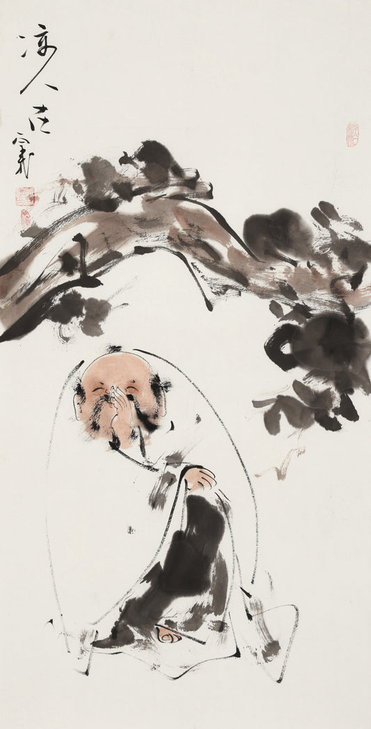 笑 | 凉人老|传统手绘水墨国画人物画|100*50cm
