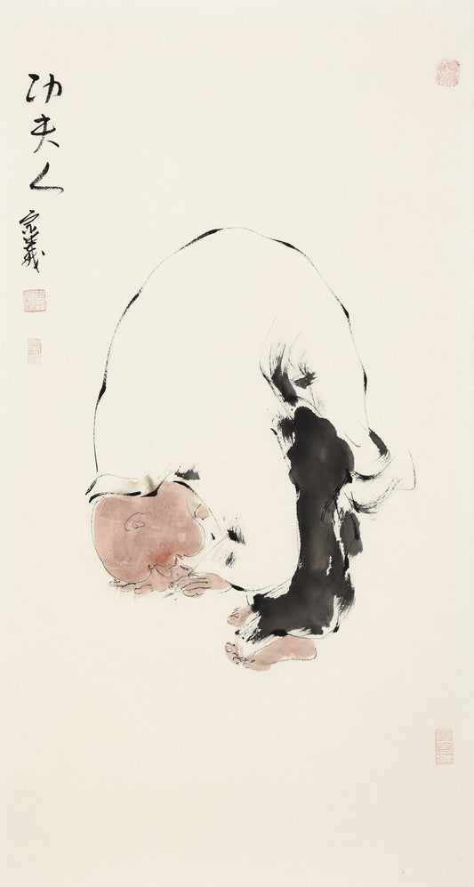 笑 | 功夫人|传统手绘水墨国画人物画|101*54cm