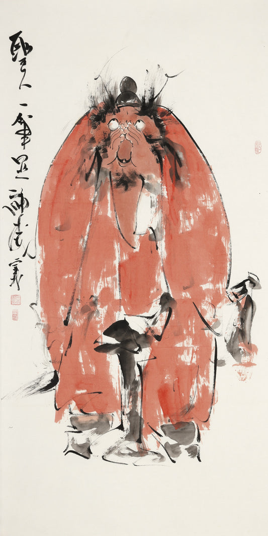 笑 | 圣人一年显神威|传统手绘水墨国画人物画|139*69cm