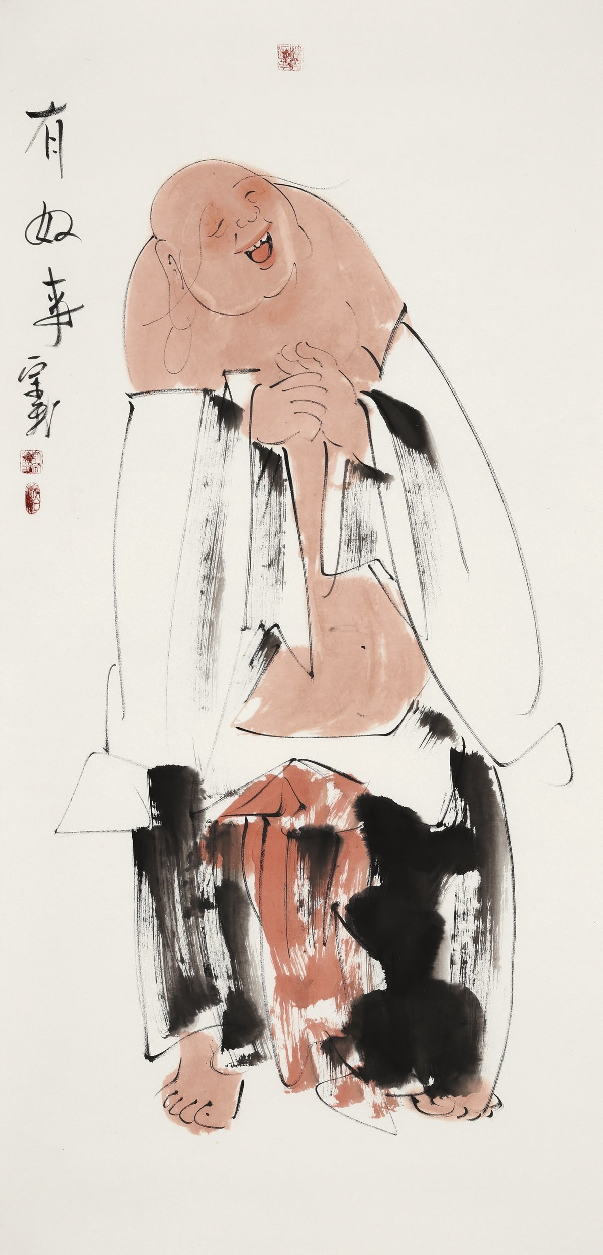 笑 | 有好事|传统手绘水墨国画人物画|139*69cm