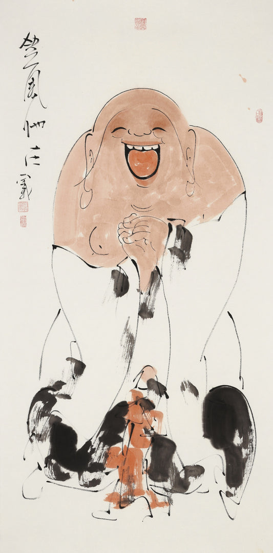 笑 | 笑风四起|传统手绘水墨国画人物画|139*69cm