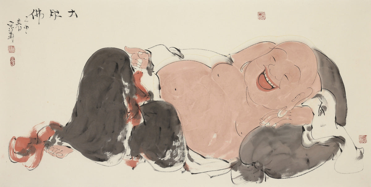 大肚佛 - 李宗义手绘水墨笑佛人物画